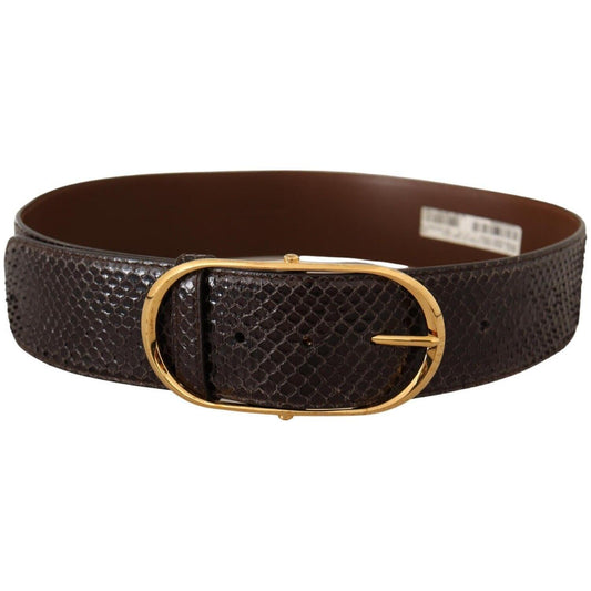 Dolce & Gabbana Brown Exotic Leather Gold Oval Buckle Belt BEL8357 - 80