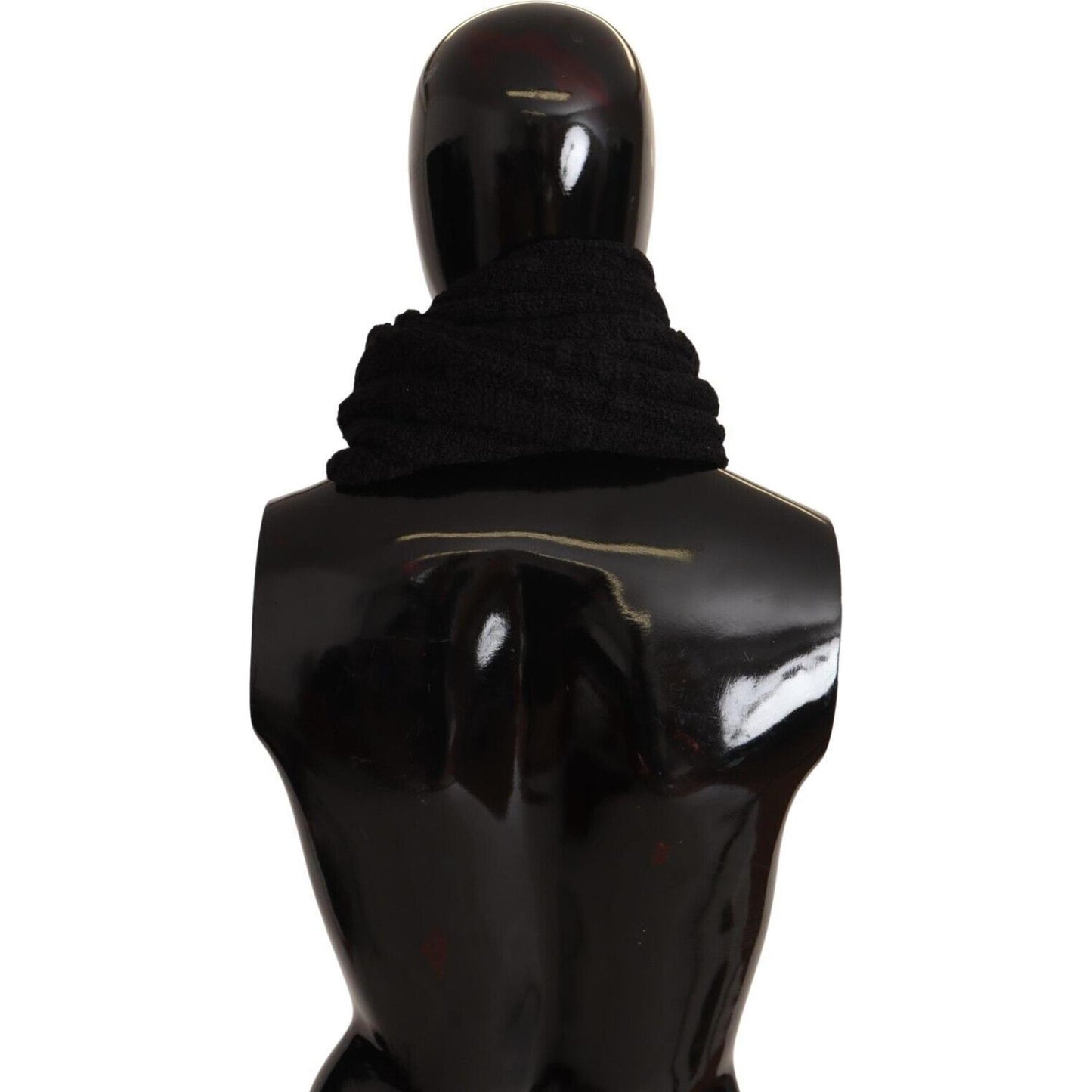 Dolce & Gabbana Black Virgin Wool Knitted Unisex Warmer Shawl Scarf