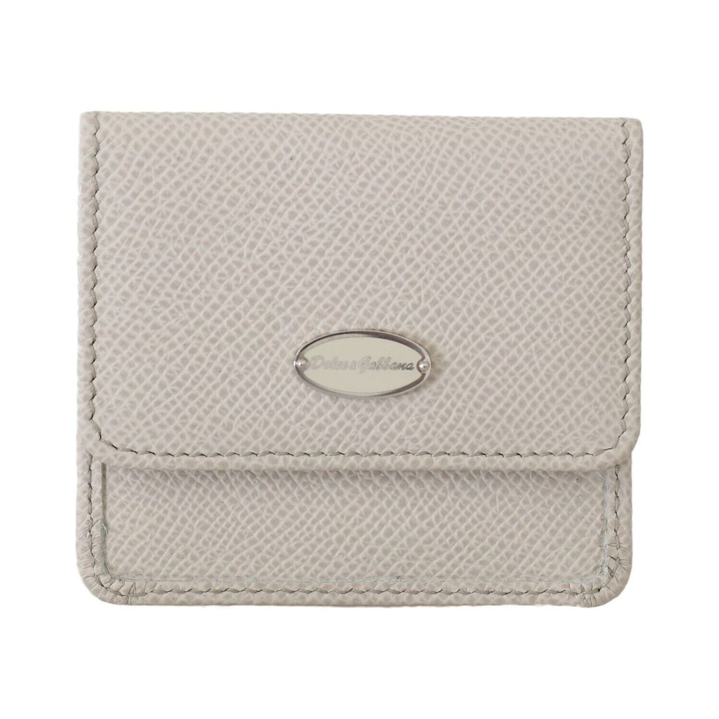 Dolce & Gabbana White Dauphine Leather Holder Pocket Wallet Condom Case