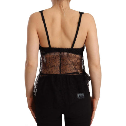 Dolce & Gabbana Black Silk Lace Babydoll Nylon Lingerie Top