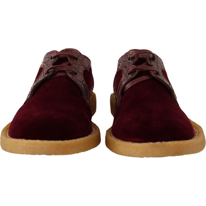Dolce & Gabbana Bordeaux Velvet Exotic Leather Shoes