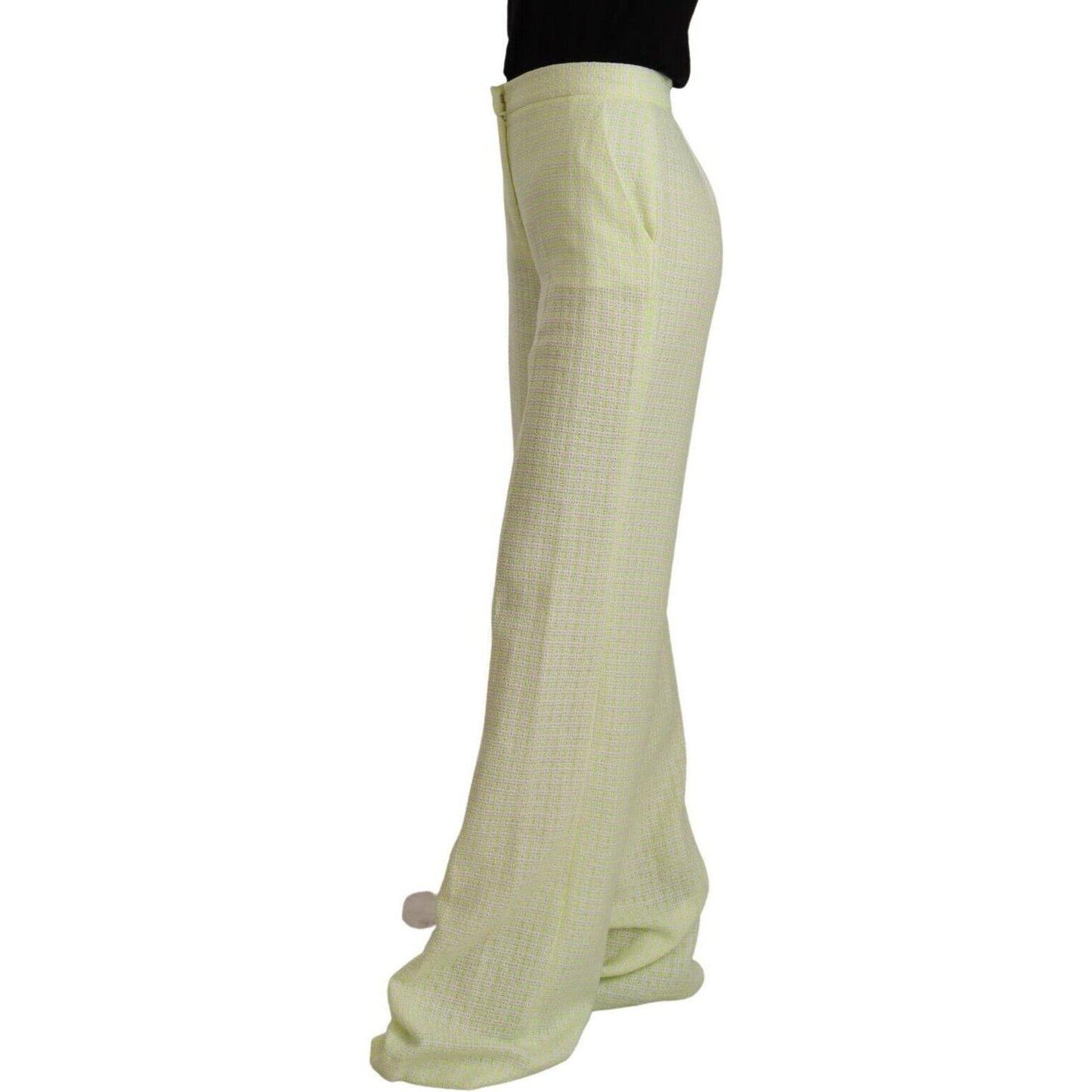 MSGM Yellow Green Cotton High Waist Straight Long Pants PAN72609 - 42