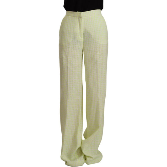 MSGM Yellow Green Cotton High Waist Straight Long Pants PAN72609 - 42