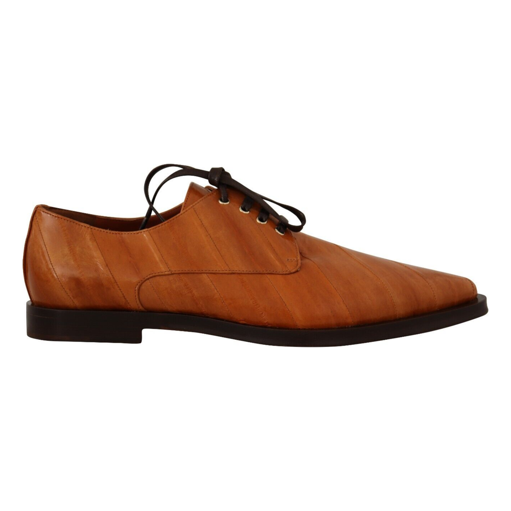 Dolce & Gabbana Brown Eel Leather Lace Up Formal Shoes