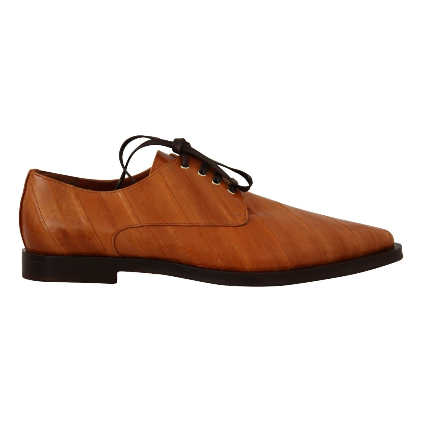 Dolce & Gabbana Brown Eel Leather Lace Up Formal Shoes