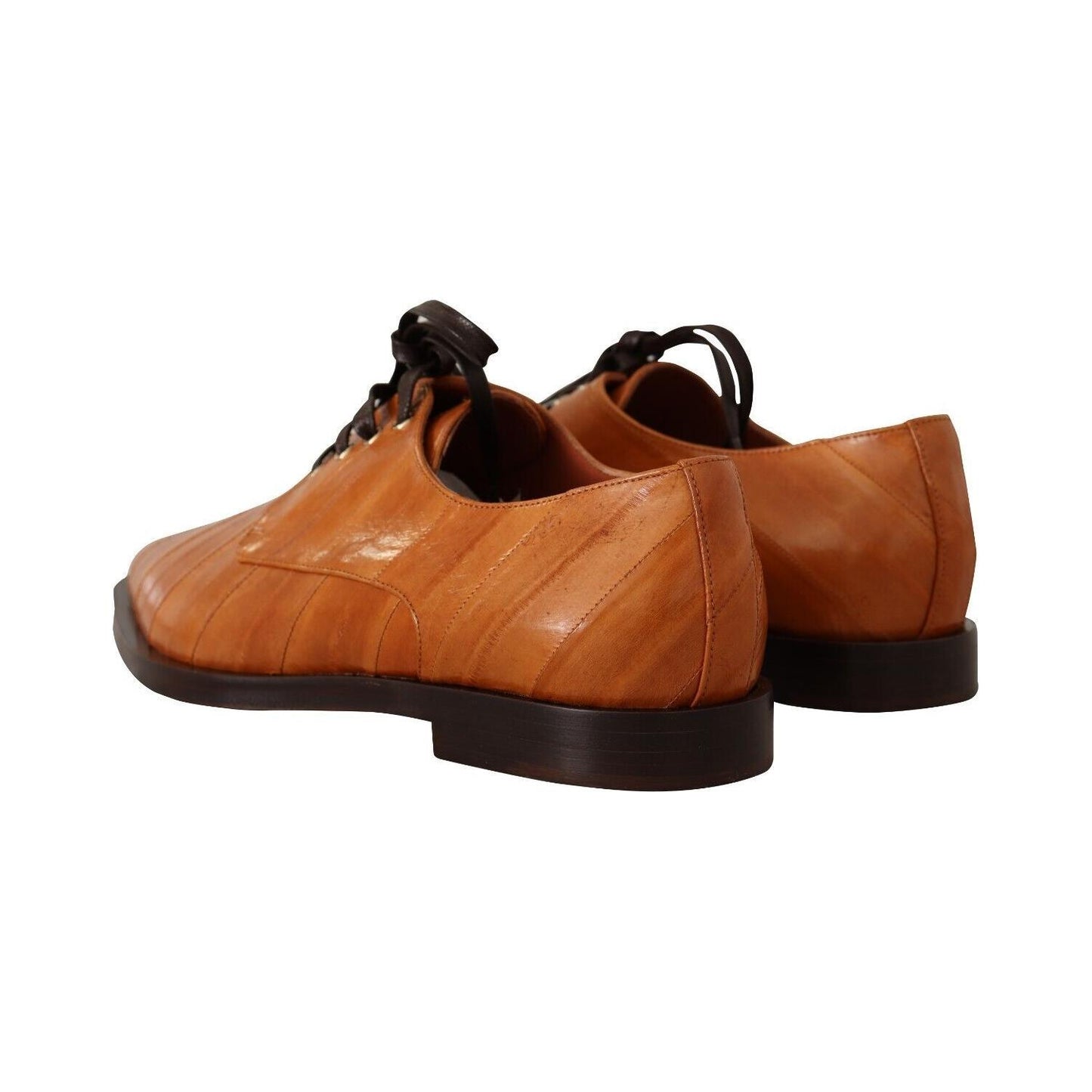 Dolce & Gabbana Brown Eel Leather Lace Up Formal Shoes