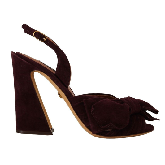 Dolce & Gabbana Dark Purple Suede Ankle Strap Sandals Shoes