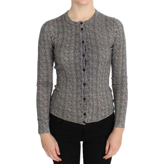 Dolce & Gabbana Black White Wool Top Cardigan Sweater SIG20568-2