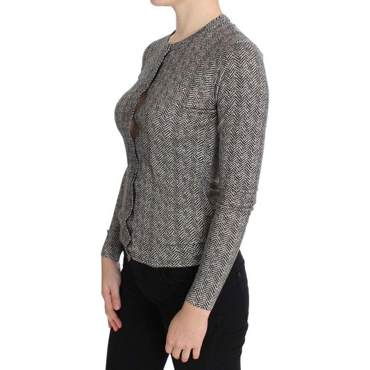 Dolce & Gabbana Black White Wool Top Cardigan Sweater SIG20568-2