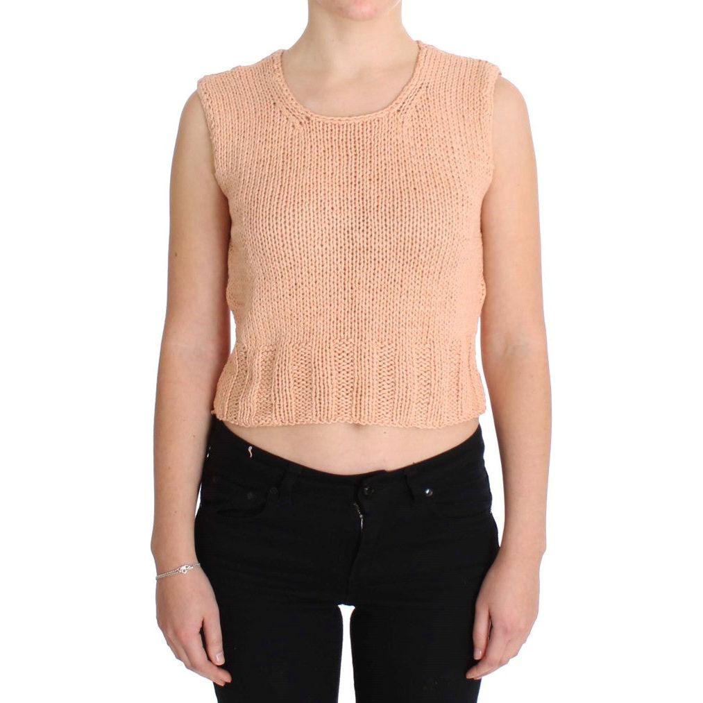 PINK MEMORIES Pink Cotton Blend Knitted Sleeveless Sweater SIG30255-1