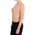PINK MEMORIES Pink Cotton Blend Knitted Sleeveless Sweater SIG30255-1