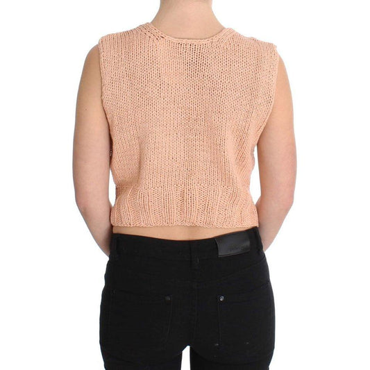 PINK MEMORIES Pink Cotton Blend Knitted Sleeveless Sweater SIG30255-1