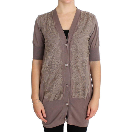 PINK MEMORIES Purple Lace Cotton Cardigan Sweater SIG30271-2