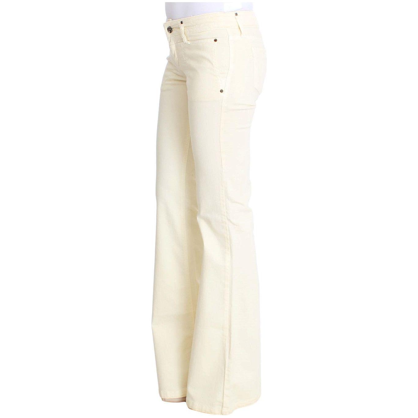 Costume National White Cotton Stretch Flare Jeans