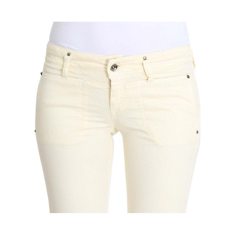 Costume National White Cotton Stretch Flare Jeans