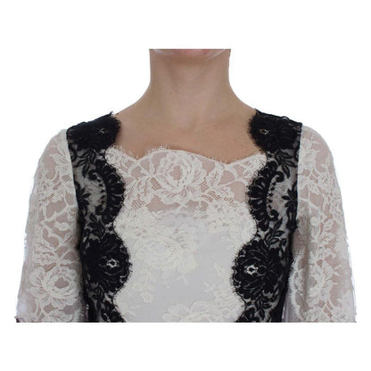 Dolce & Gabbana White Floral Lace Full Length Gown Dress