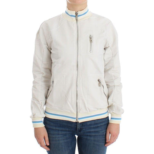 John Galliano White Mock Zip Cardigan Sweatshirt Sweater SIG12525-3