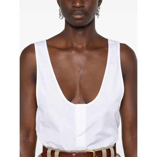 Saint Laurent semi-sheer Henley Tank Top 790074Y227W9000