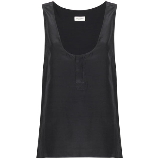 Saint Laurent Henley-neck silk tank top 789945Y7I224280