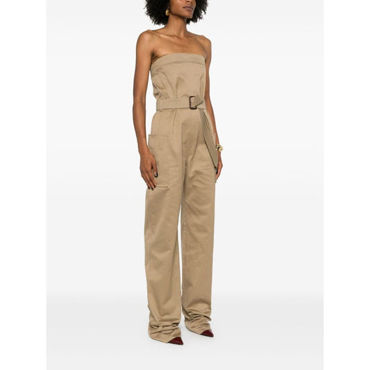 Saint Laurent strapless belted cotton jumpsuit 788579Y7I142613