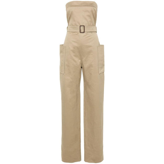 Saint Laurent strapless belted cotton jumpsuit 788579Y7I142613