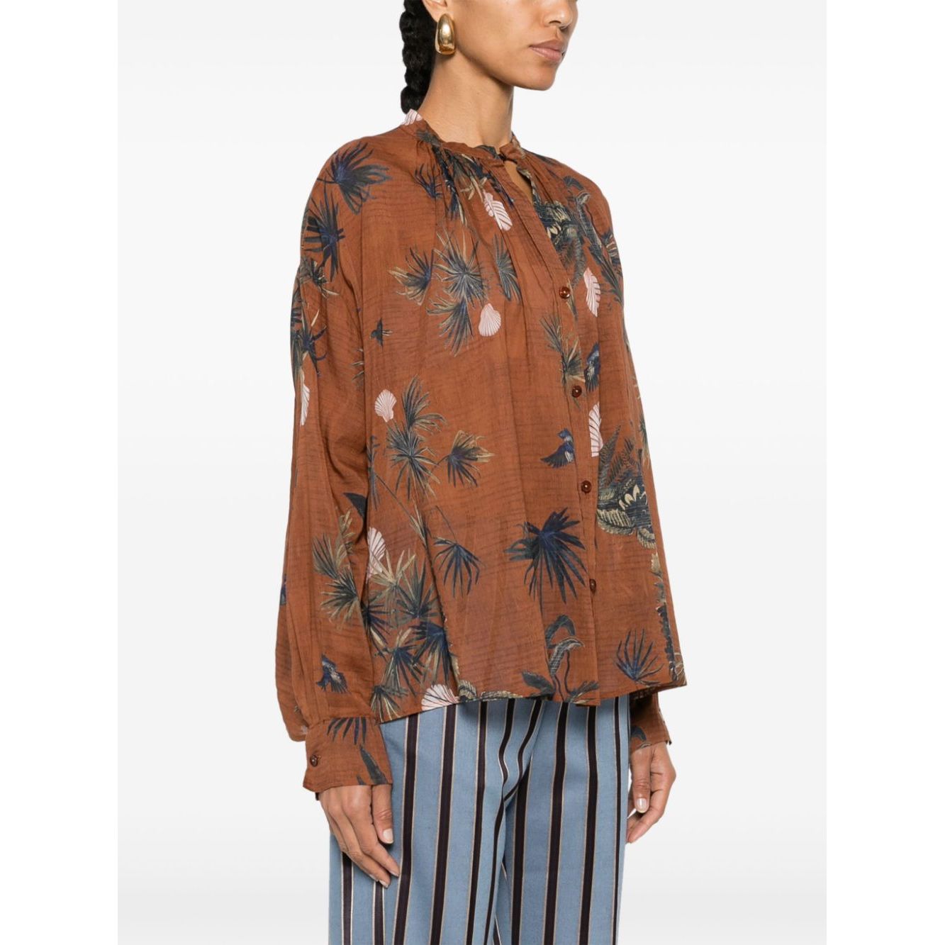 Forte Forte mix-print semi-sheer shirt