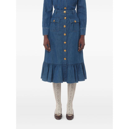 Valentino Denim Midi Skirt Skirts