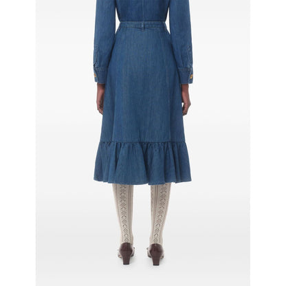Valentino Denim Midi Skirt Skirts