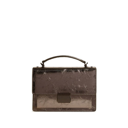 Golden Goose Venezia Bag in anthracite grey laminated leather with black details Handbag