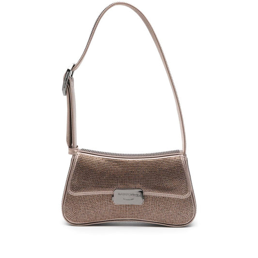 Emporio Armani Satin shoulder bag with rhinestones
