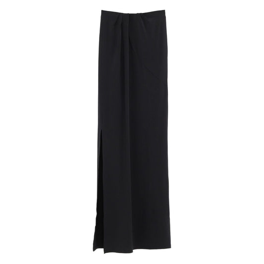 JACQUEMUS Skirts Black high waist skirt with front slit, pleat detail, discreet zip, flowing silhouette, La Jupe Peplo style.