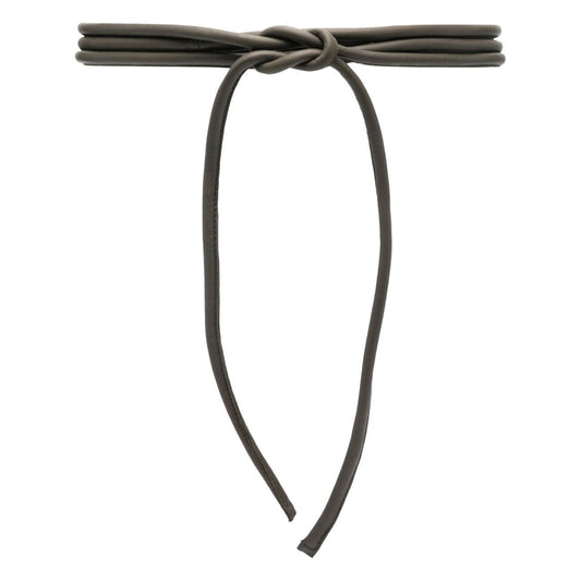 Furling By Giani Filo leather belt in dark khaki green with padded rolled design and self-tie fastening, 226 cm length, 1 cm width.