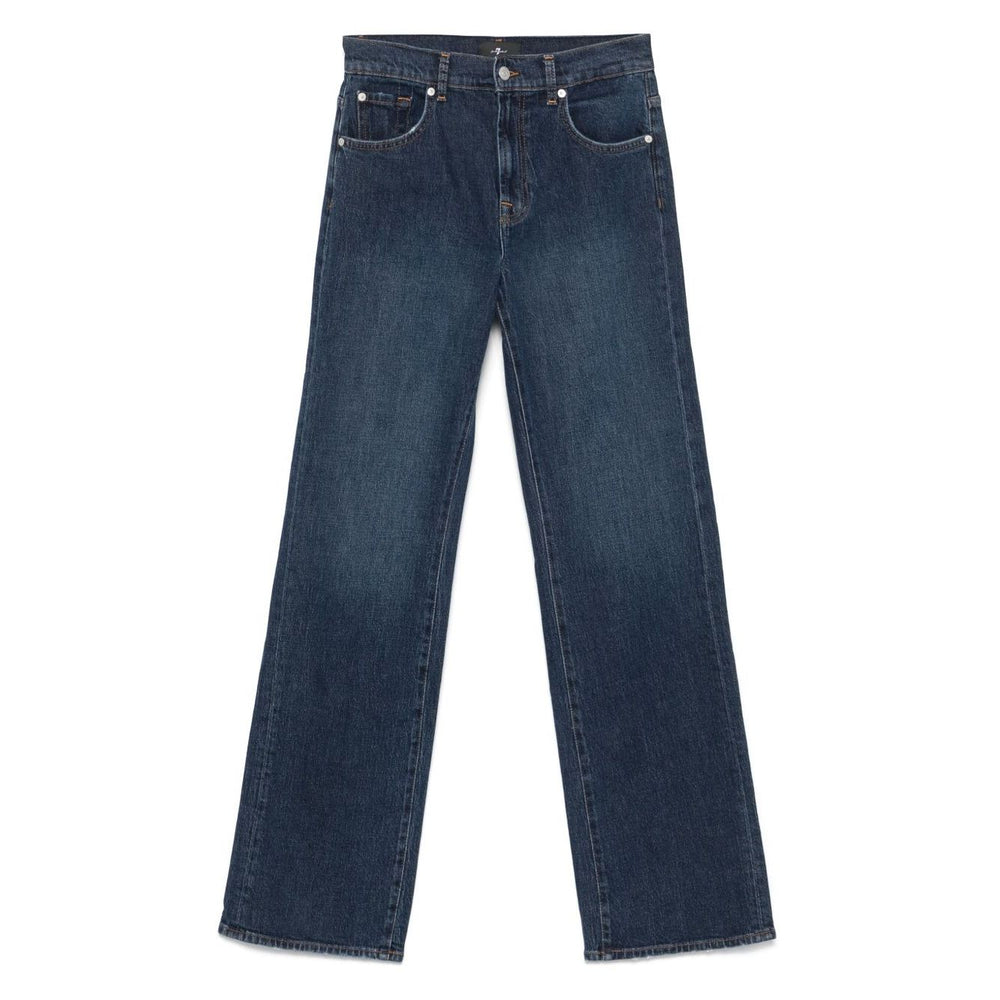 Seven Jeans Blue - navy wide-leg denim with button fly and five pockets, featuring belt loops, Tess style.
