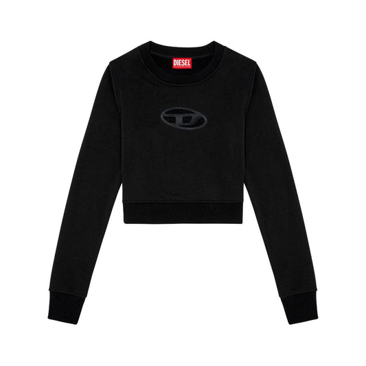 Diesel Sweaters Black cropped cotton blend sweatshirt with crew neck and cut-out detailing.