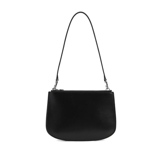 Diesel 1DR Twin shoulder bag in black leather with top zip and detachable strap.