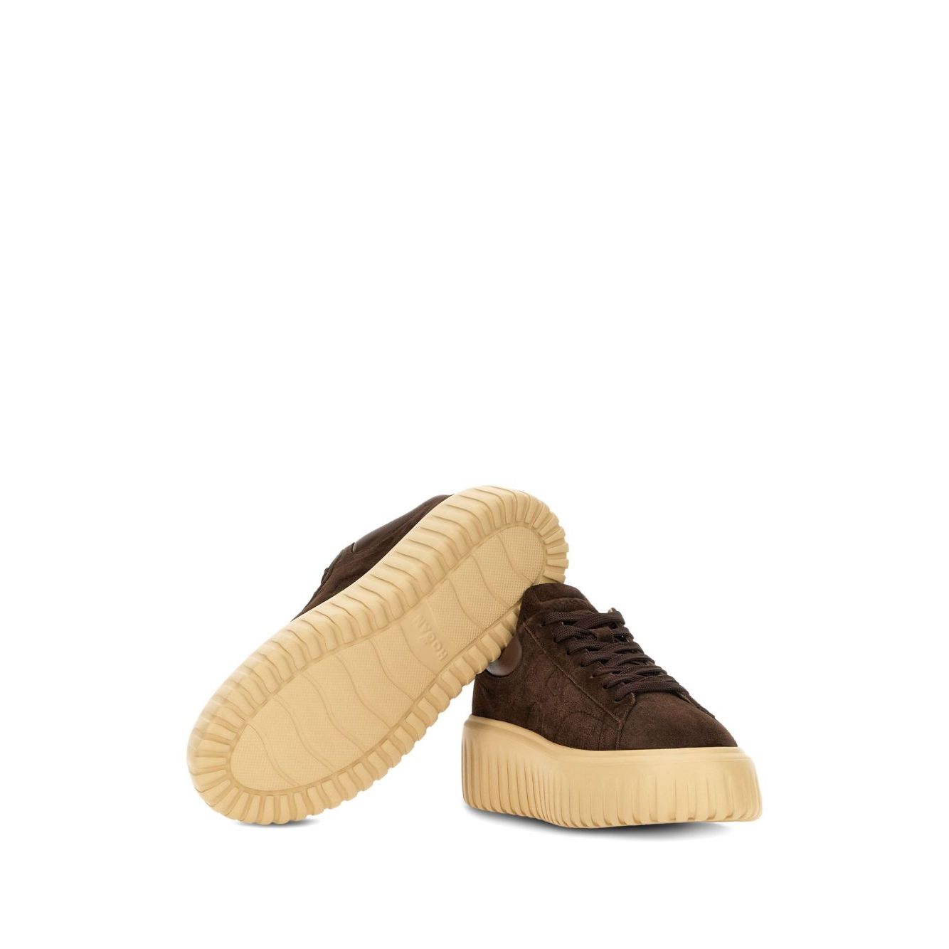 Hogan Pre Sneakers Hogan H-Stripes brown leather sneakers with lace-up fastening and round toe.