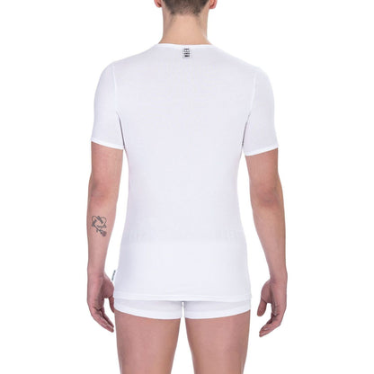 Bikkembergs White Cotton Men's V-Neck T-Shirt