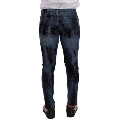 Dolce & Gabbana Blue Black Cotton Skinny Denim Jeans