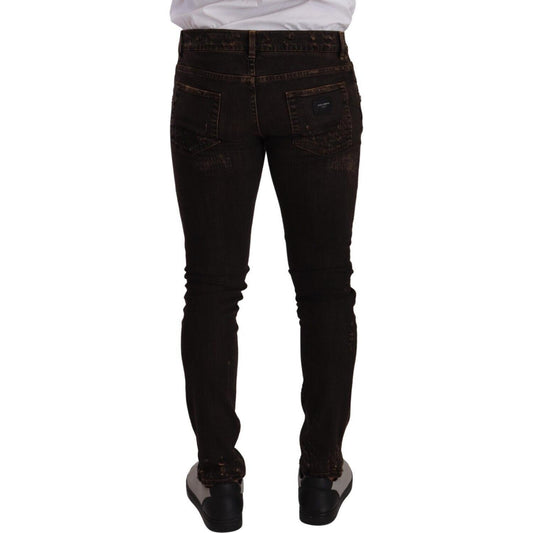 Dolce & Gabbana Brown Distressed Slim Fit Skinny Denim Jeans PAN72705 - 48