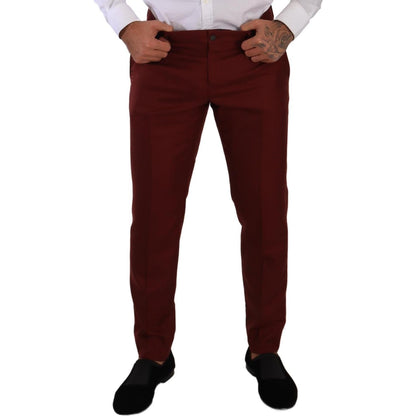 Dolce & Gabbana Red Cashmere Silk Dress Men Trouser Pants