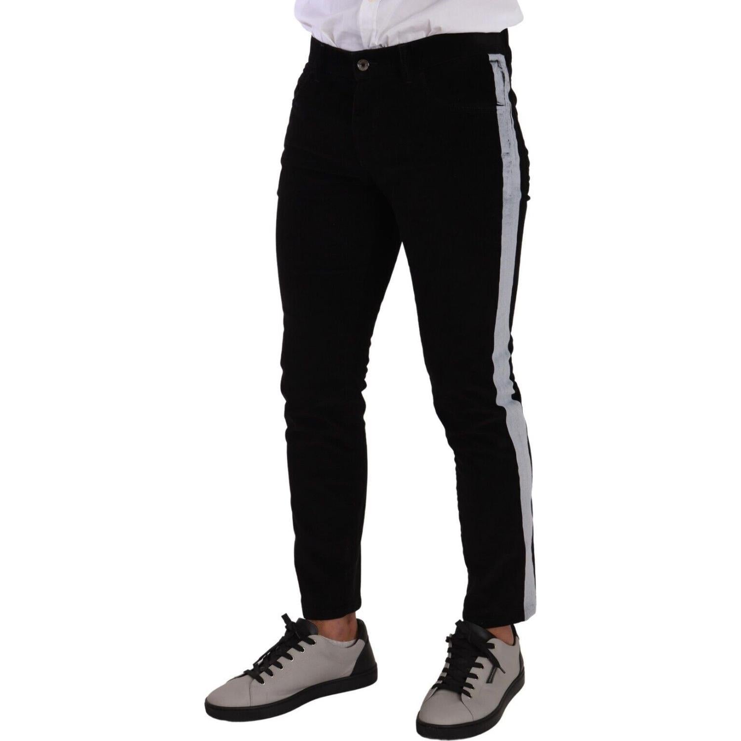 Dolce & Gabbana Black Cotton Stretch Skinny Corduroy Jeans