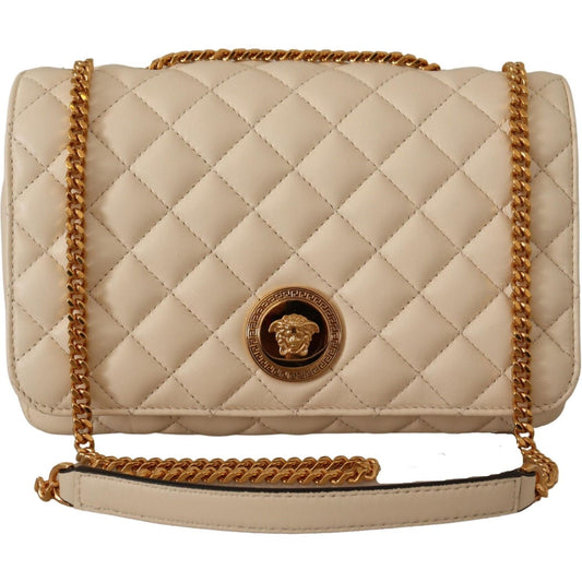 Versace Elegant White Nappa Leather Shoulder Bag