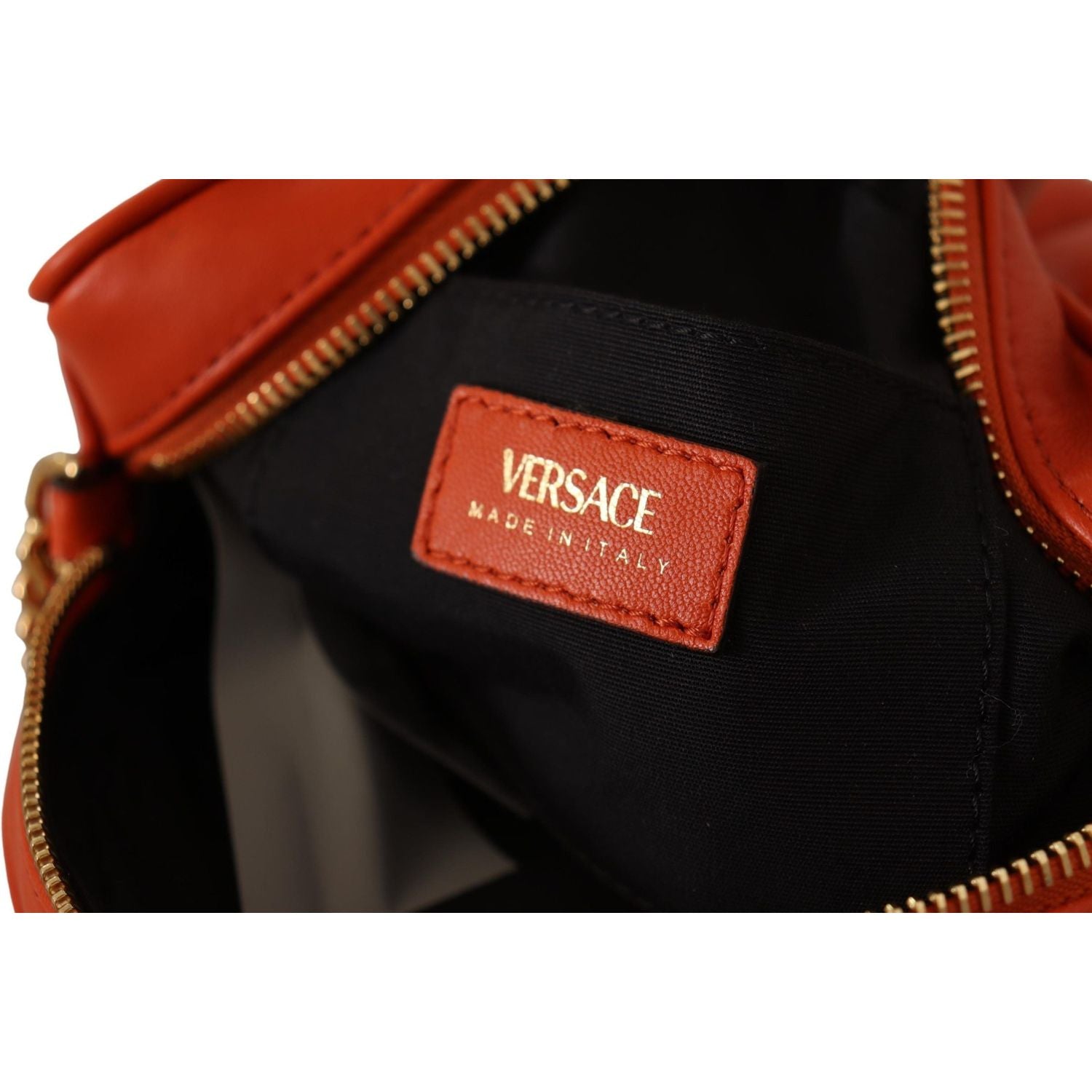 Versace Elegant Round Nappa Leather Crossbody Bag