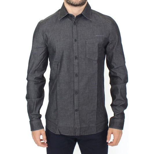 Ermanno Scervino Denim Jeans Cotton Casual Gray Stretch Shirt