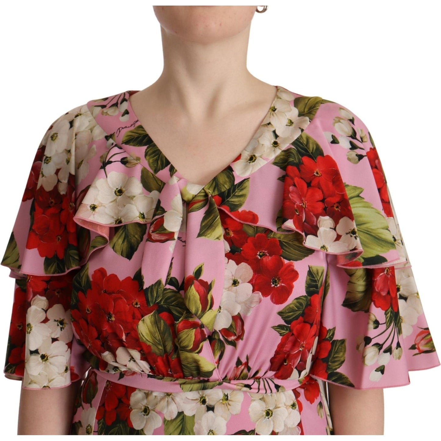 Dolce & Gabbana Pink Floral Silk Stretch Gown Maxi Dress DR28631- 40