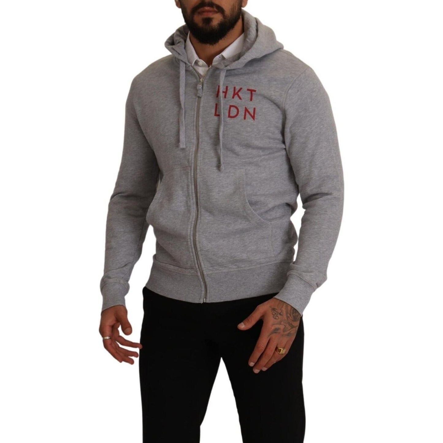 Hackett Gray Full Zip Hooded Cotton Sweatshirt Sweater KOS1978 - 46