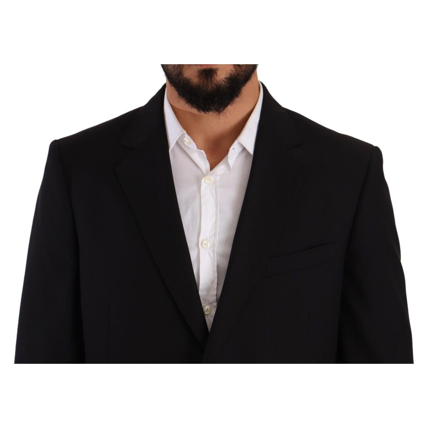 Domenico Tagliente Black Polyester Single Breasted Formal Suit
