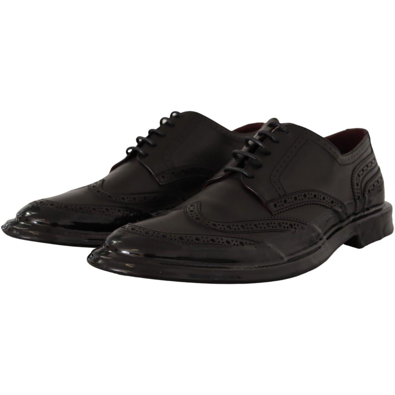 Dolce & Gabbana Black Leather Oxford Wingtip Formal Derby Shoes