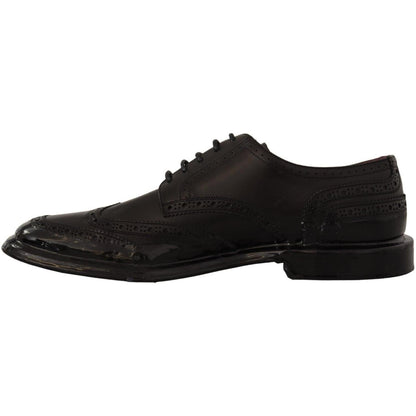 Dolce & Gabbana Black Leather Oxford Wingtip Formal Derby Shoes