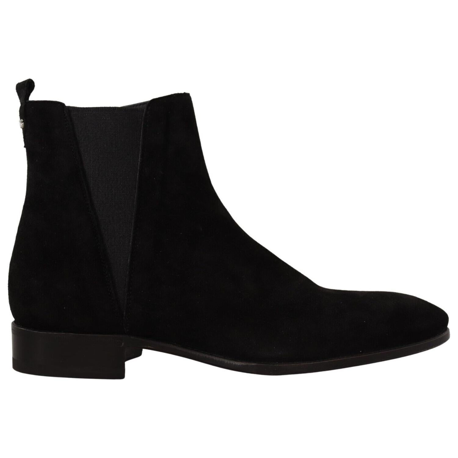 Dolce & Gabbana Black Suede Leather Chelsea Mens Boots Shoes